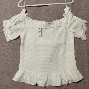 Smocked Off The Shoulder Ruffle Top